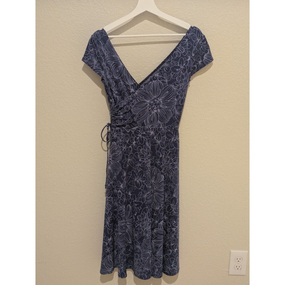 New York & Company Blue Floral Wrap-Front Hi-Low Dress XL